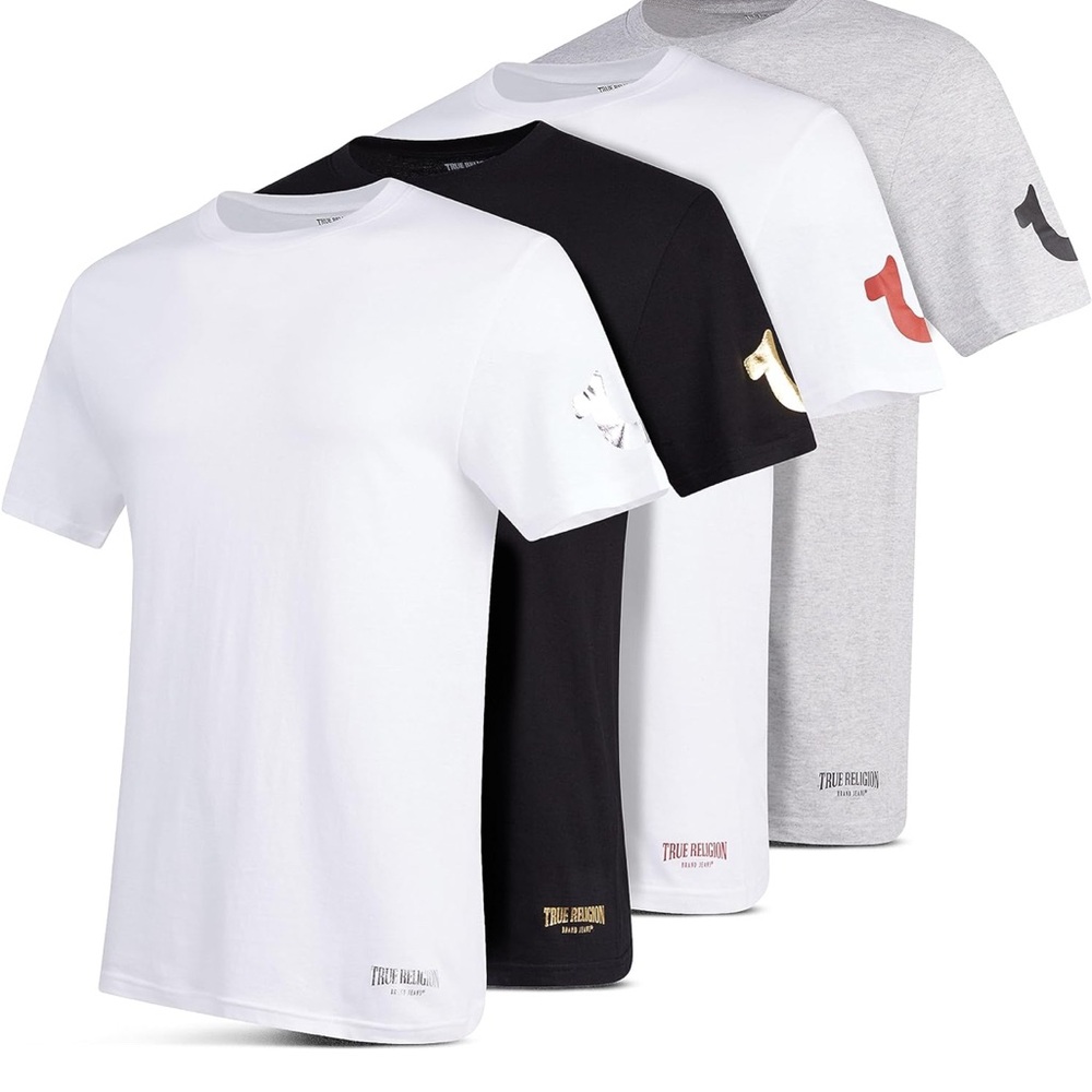True Religion Men's T-Shirt Pack - White, Black, Gray